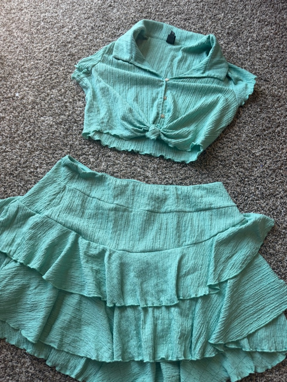 wild fable Mint Green Two-Piece Crop Top & Ruffle Skirt Set - Picture 2 of 5